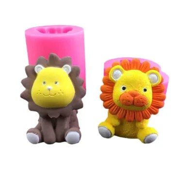 3d Lion Silicone Mold Chocolate Mousse Cake Car Scented Candle Decorated With Plaster Glue Pendulum