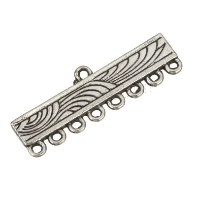 Wholesale Antique Silver Color Plated Rectangle Zinc Alloy Charm Connector 1/8 Loop 31x11x1mm Hole:Approx 1mm 1320670