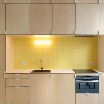 Nordic Style Minimalist Wooden Kitchen Cabinets Eco Friendly Light Wood Kitchen Units Modular Pre-assembly Project Cabinetry