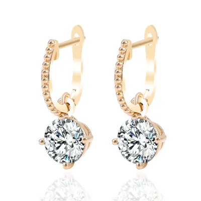 Fashion Jewelry Earrings Women European and American Round Cut Full Moissanite Diamond Earrings Set 14K Gold Ladies for Party