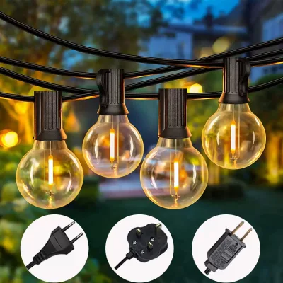 Waterproof 50FT G40 Globe String Lights Connectable Patio String Lights Hanging Festoon Lighting for Wedding Party Christmas