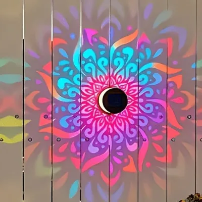 Solar Power Model Hot Sale Mandala Flower Shape Outdoor Wall Atmosphere Lamp Warm Light Lamp Seven-color Lamp Ironwork