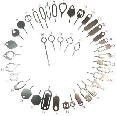 Kuliwei Factory Supply Custom Shape Multi-Style Stainless Steel SIM Card Eject Pin Universal Phone Sim Card Removal Tool