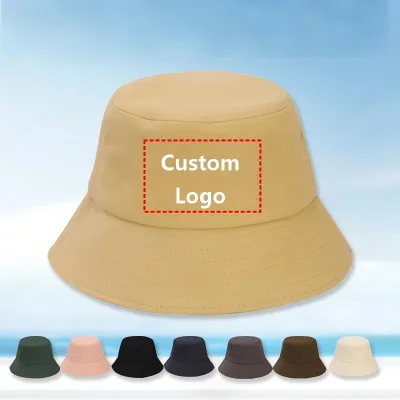 Wholesale Custom Embroidery Logo Men Women Cotton Bucket Cap Adult Summer Fisherman Sun Bucket Hat With Custom logo