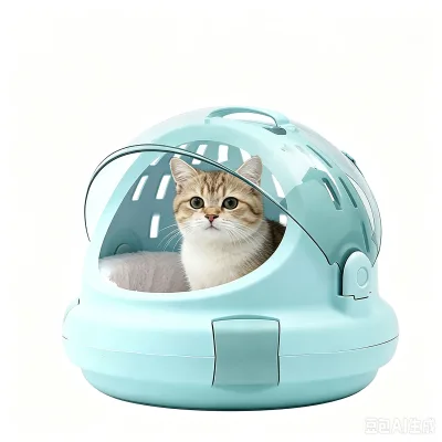 Wholesale 2 in 1 Plastic Pet Airline Carrier Handbag Portable Space Capsule with Breathable Cotton Mat Bed for Cat Travel