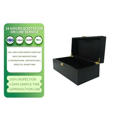 Luxury Black Hand Crafted Wooden Box With Lid High End Handmade Wood Case for Art Craft Keepsake Storage