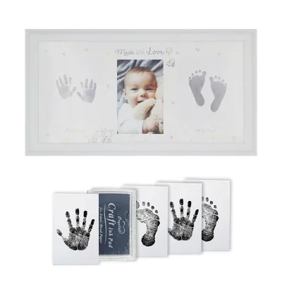 Newborn Baby Registration Collage with Handprint and Footprint Durable Plastic Frames