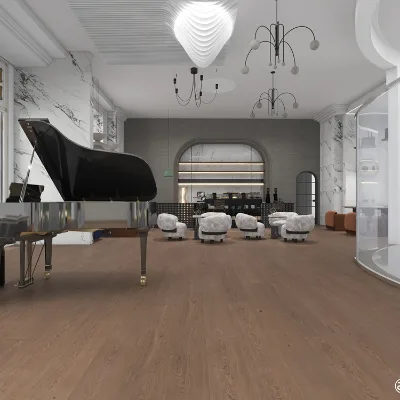 Modern European Design White Oak Engineered Wood Flooring Embossed Elm Rosewood for Living Room Brushed Technique