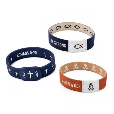 Custom Smart NFC Bible Bracelet Scan Daily Bible Verse Fabric Woven Wristband Wholesale