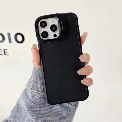 Camera Stand Case for iPhone 15 14 13 12 11 16 Pro Max Matte Soft TPU Case With Camera Bracket Holder Cover for iPhone 15 Plus