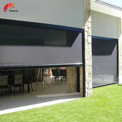 Hot Sale Built-In Balcony Restaurant Vertical Zip Rail Windproof Roller Blinds UV Protection Blackout Sunshade Waterproof
