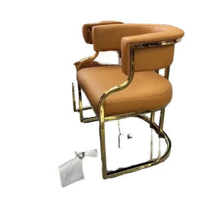 Light Luxury Barber Salon Chair Iron Eco-Friendly Hotel Gold Sofa Reception Negotiation Nail Salon Stool Living Room Barber Shop