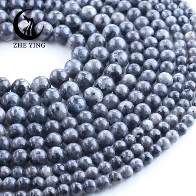 Zhe Ying 6mm 8mm 10mm Black Labradorite Stone Beads Healing Crystal Loose Gemstone Larvikite Beads