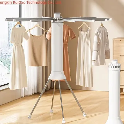 2-Tier Octopus-Style Metal Clothes & Shoe Drying Rack 16-Rod Floor-Standing Foldable with Wheels for Bathroom Living Room Use