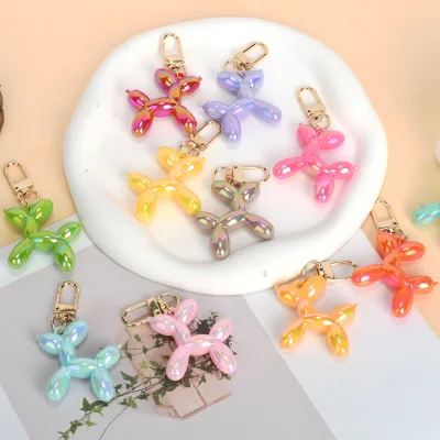 Cute Sparkling Colorful Balloon Dog Pendant Colorful Mini Acrylic Pendant Creative DIY Keychain Bag Charm