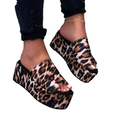 ITEC USA Africa Hotsale slip on Think Sole Fashion Leopard Platform Slipper Lady Girl Slide Home Holiday Beach Woman Slipper