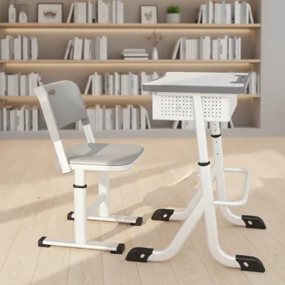 Zoshine Factory Wholesale Modern Primary Middle School Furniture Height Adjustable Student Study Table Chair Set with Storage
