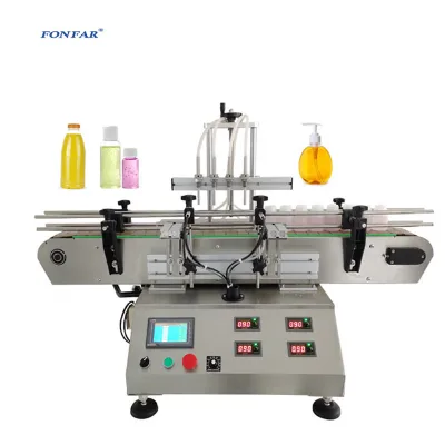 Automatic 4-Head Magnetic Pump Liquid Filling Machine for Oil with Conveyor Belt and High Precision