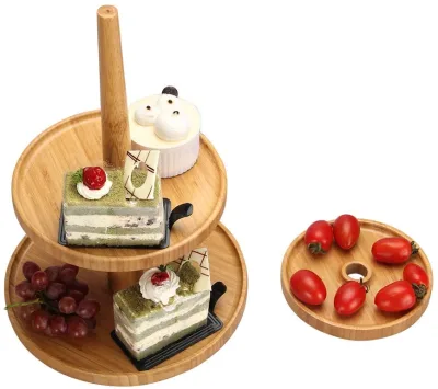 2026 NEW 3 Tier Wooden Cake Stand Bamboo Wedding Tiered Cupcake Stand Serving Tray Fruit Platter Holder Cheese Plates Dessert Display