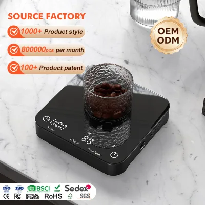 OEM Rechargeable Battery New Arrival Black Small Size Kitchen Digital Electronic Weighing Drip Brewing Coffee Scale with Timer