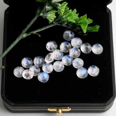 High-quality natural blue moonstone gemstones  Size shape and polishing style can be customized Suitable for jewelry making