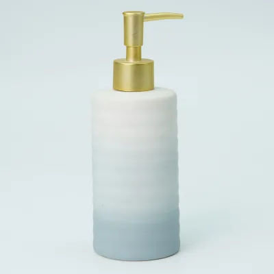 Gradient Matte Polyresin Wavy Texture Soap Dispenser Bottle Gold Pump Refillable Liquid Lotion Container Bathroom Hotel Home
