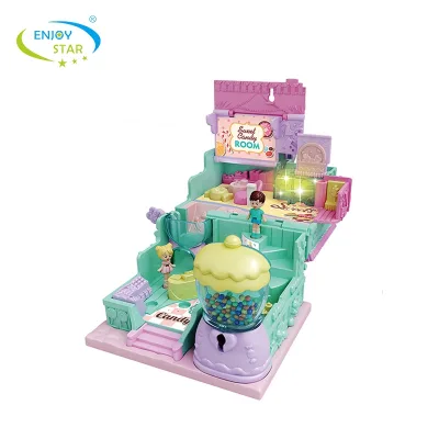 2024 New Arrival Sweet Candy Room Role Pretend Play Diy Building House With Furniture Flashing Music Doll House