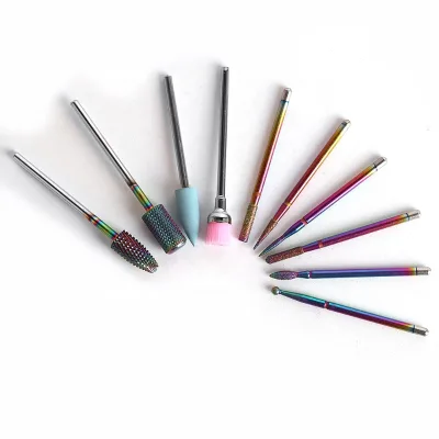 10pcs Diamond Tips Nail Burrs Manicure Tool 3/32'' Tungsten Carbide Nail Drill Bits Set cuticle drill bits for nail