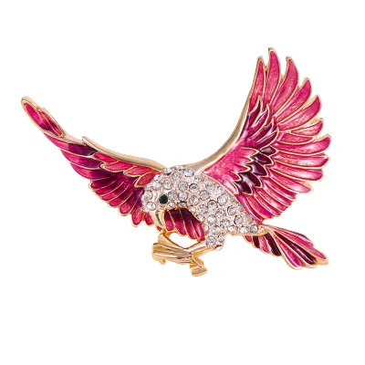 Vintage Style Eagle 14K Gold Plated Crystal & Rhinestone Brooch Pin
