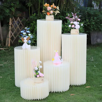 Party Folding Dessert Table Roman Column Paper Pillars Wedding Decoration Props Honeycomb Cylinder Ornaments China New Year