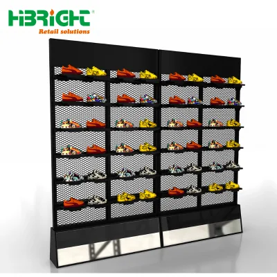 Black Metal Light Duty Shoe Rack Display Rack Shelves for Supermarket Use