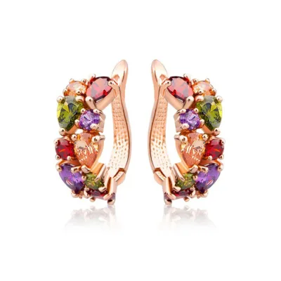 Hot-selling Crystal Zircon Ear Clips: Stylish Rose Gold Earrings with Zircon Ornaments