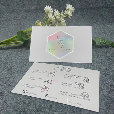 Professional Customized Gradient Printing Premium Holographic UV Logo Coated Paper Aftercare Card