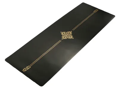 High End PU Leather Black Gold Yoga Mat with Customized Pattern