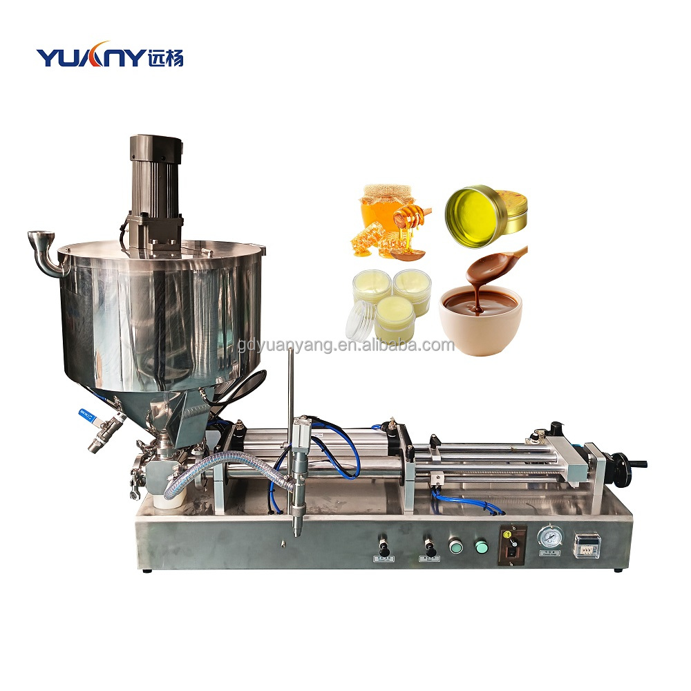 Horizontal Desktop Paste Filling Machine with Heating and Mixing Hopper 100-1000ml 200-2000ml 500-5000ml