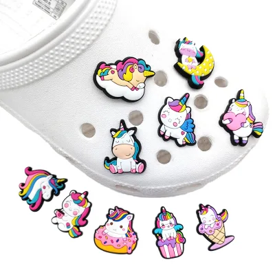PVC Cartoon Unicorn Slipper Shoe Charm for Kids Clog Shoes Accessories Charms Bracelets TT HY094