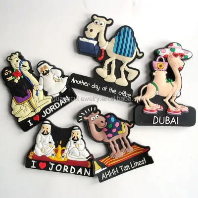 Wholesale Custom logo Jordan Dubai Tourist Souvenir Pvc Rubber Hijab Camel Fridge Magnet