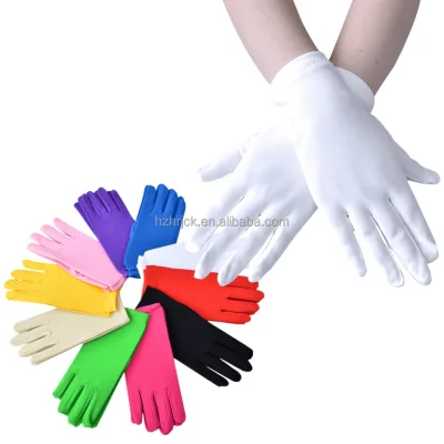 Halloween Black Elastic Wrist Length 100% Polyester Bridal Wedding Drummer Gloves for Women Tea Party Accessories