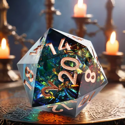 Handmade Artisan Resin D20 Dice 80mm Large Size for D&D Masters & Collectors, Unique Tabletop RPG Accessory
