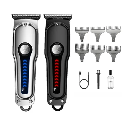 Cross-border Men's Electric Hair Clippers Stainless Steel Waterproof with Built-in Battery for Hair Salon and Household Use