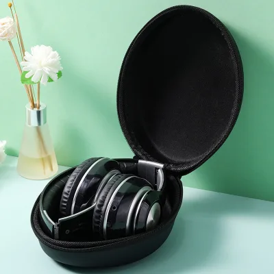 Portable Water Resistant Casual Earphone Carrying Case-EVA Large Foldable Lightweight Storage Box with Zipper Closure