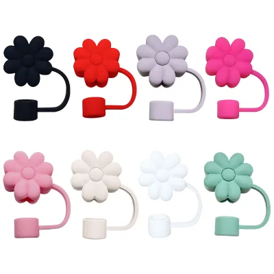 Reusable Set of 6 10mm Silicone Straw Covers for Cup Accessories with Handle