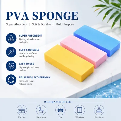 Wholesale Enda Brand Highly Absorbent PVA Sponge Biodegradable Non-Scratch Bath Cleaning Countertop Sink Dishes 17x7x3cm