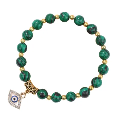 Classic 8mm Malachite Gemstone Stretch Bracelet for Women Men Charm Healing Crystal Bracelets Jewelry