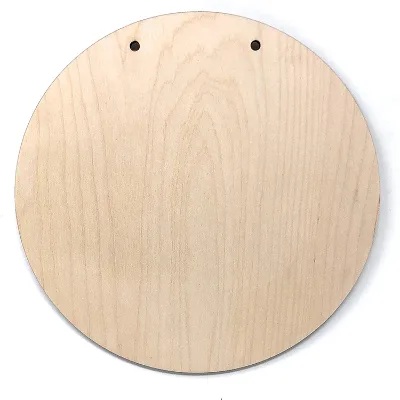 Blank Wooden Door Sign 30cm Round Wood Wall Signs Cutout with 2 Hole