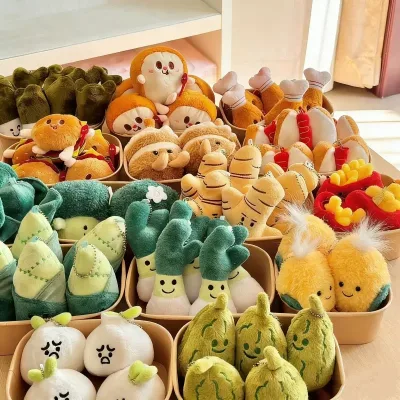 Toys Wholesale Stuffed Simulation Realistic Doll Decor Mini 10cm Fruit Vegetable Bag Chain Pendant Plush Keychain Toy