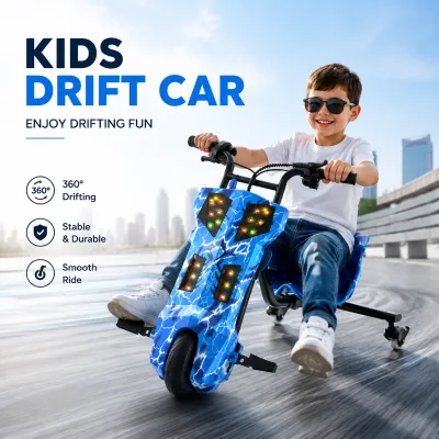 360° Drifting Kids Electric Drift Car with Cool LED Lights Durable & Safe Ride on Toy for Children Outdoor Fun
