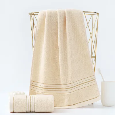 Custom Logo Luxury Gold Satin Cotton Bath Towel Soft and Absorbent for Adults for Hotel Bathrooms
