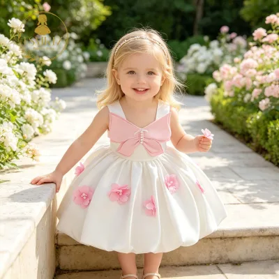 FSMKTZ New Hot Sale 2 Year Old Girl Dress Butterfly Design Baby Girl Summer Dress Wholesale Children Clothing