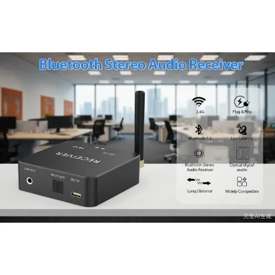 Bluetooth 5.3 Receiver with Optical & RCA, 96kHz Sampling, Enhanced Stability, Low Power Design for Premium Audio Streaming